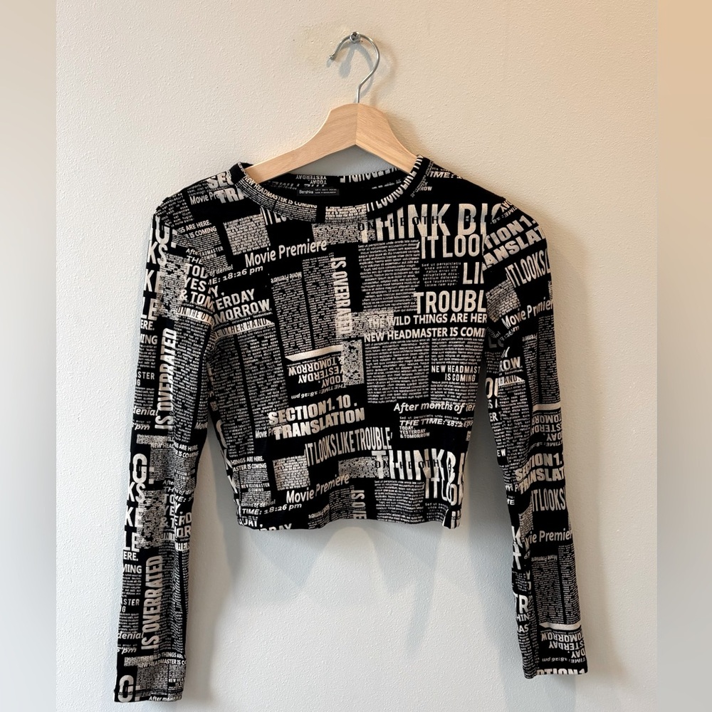 Bershka Graphic Long Sleeve Top